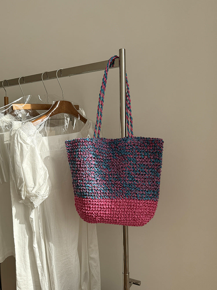 Casual Beach-Style Shoulder Bag Handmade Woven Tote