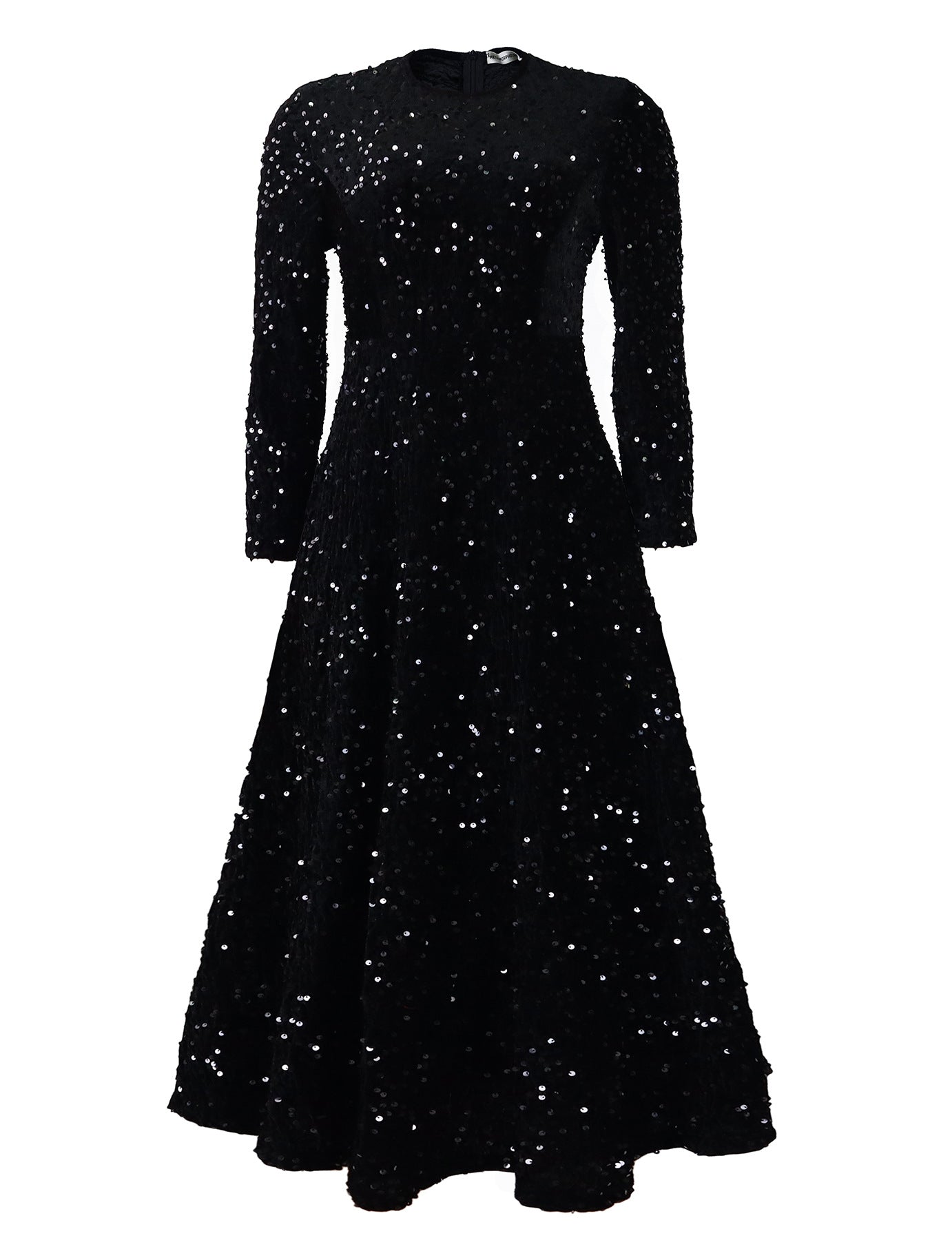 Elegant Long Sleeve Sequin A-Line Dress For Evening Events