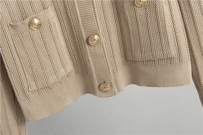 3 Pcs Knit Solid Color Office Suit Set