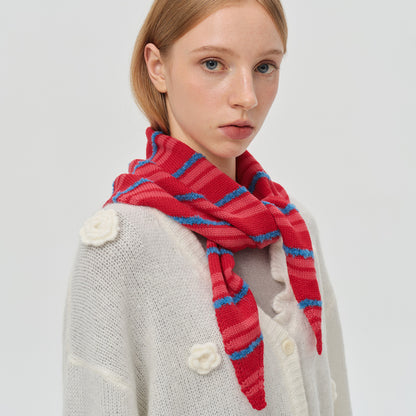 Striped Wool Blend Triangle Scarf Cute Knitted Neck Warmer