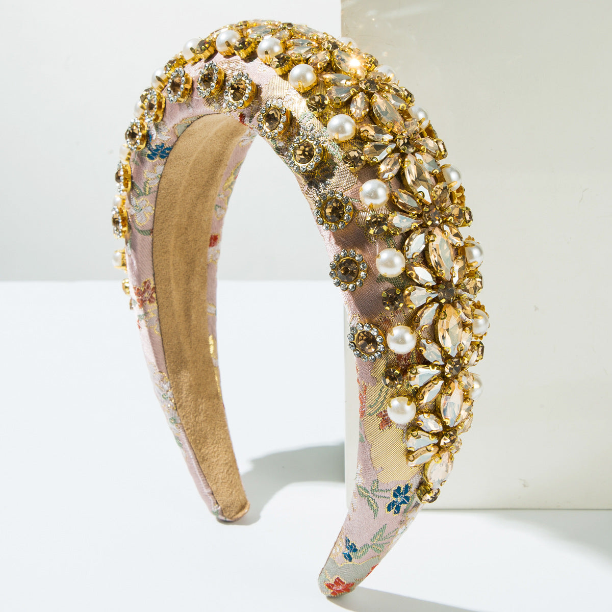 Embroidered Fabric Sponge Headband Vintage Baroque Style Headpiece for Women