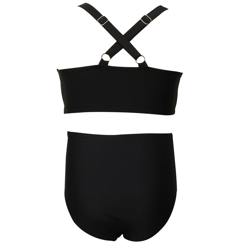 Girls' Two-Piece Swimwear Cute Solid Color Bikini