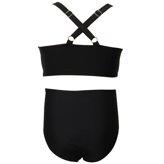 Girls' Two-Piece Swimwear Cute Solid Color Bikini
