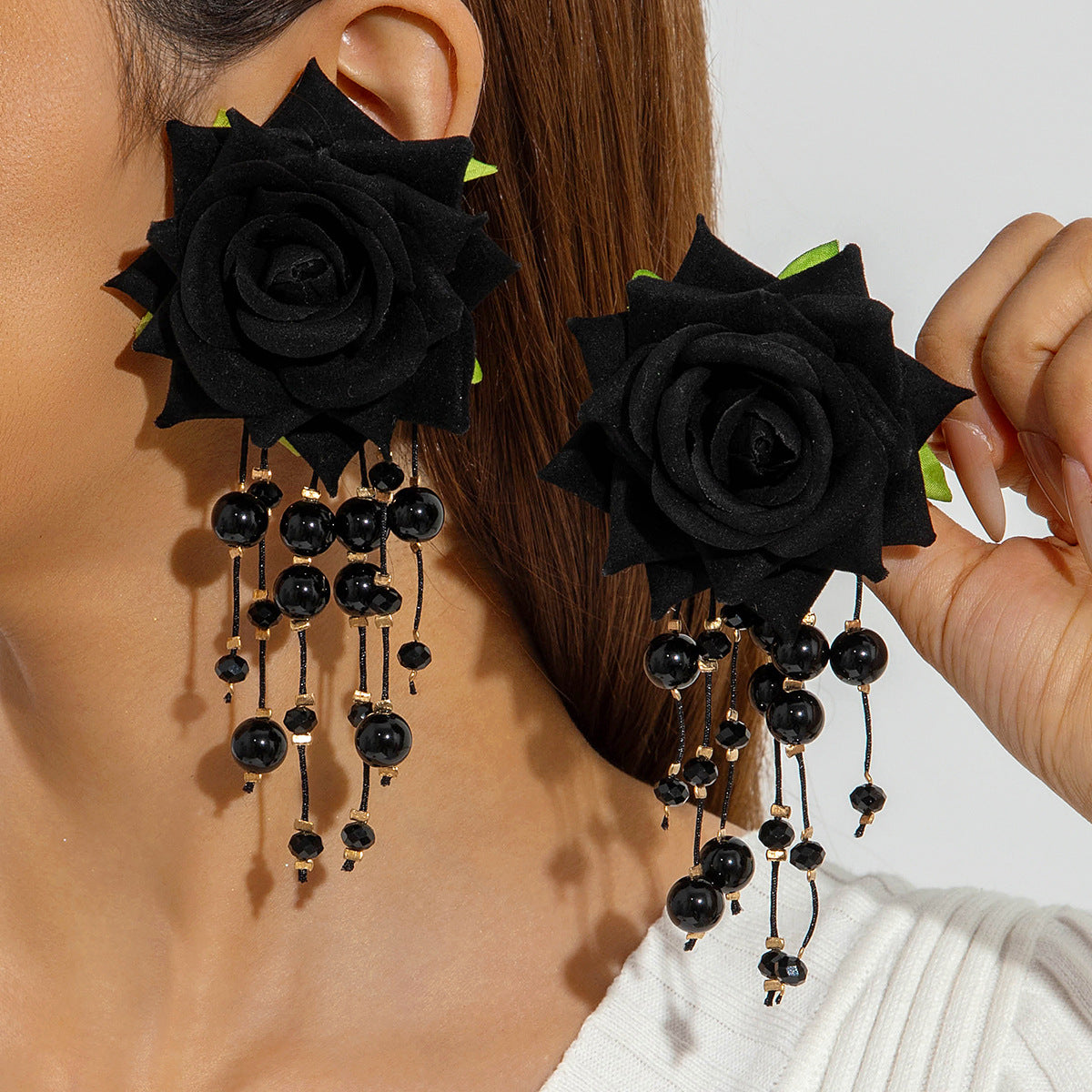 Stylish Irregular Floral Denim Flower Earrings