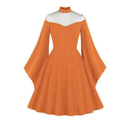 Black Queen Bell Sleeve Vintage Dress