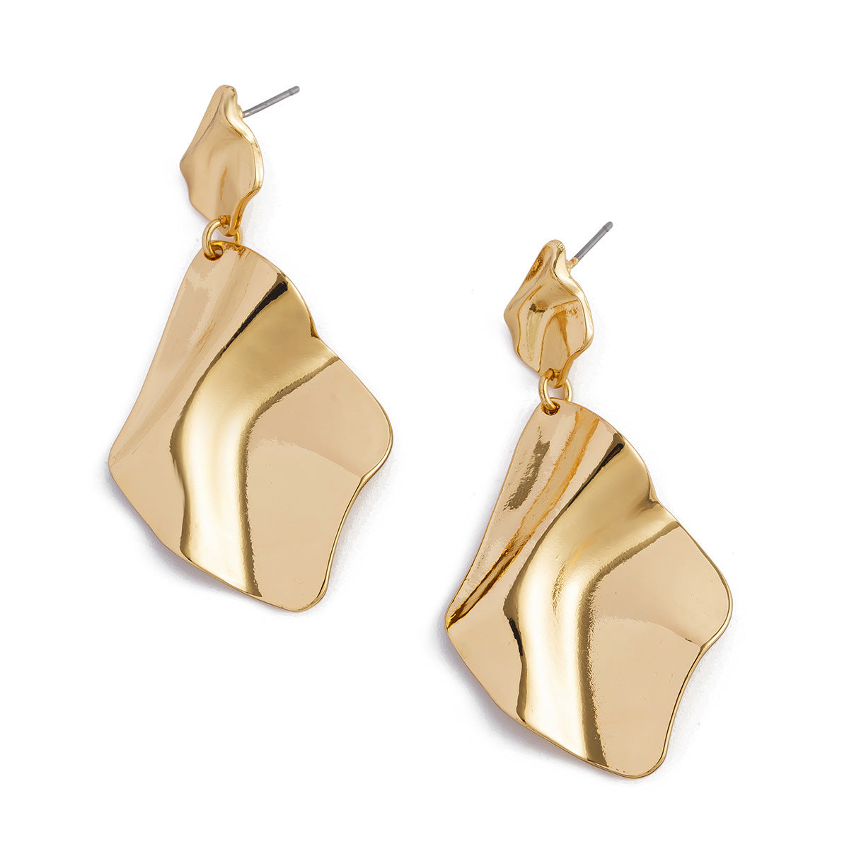 Geometric Metal Flower Stud Earrings Trendy Casual