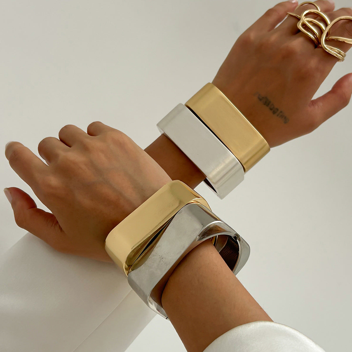 Trendy Geometric Metal Cuff Bracelet for Women