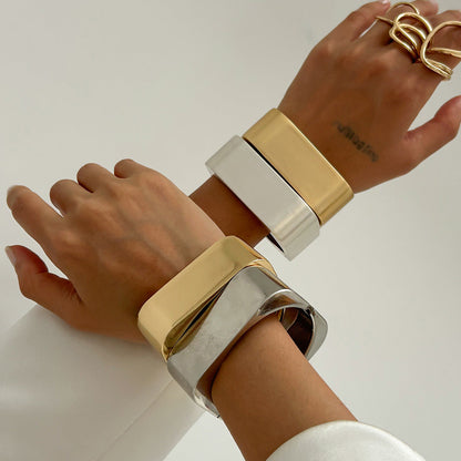 Trendy Geometric Metal Cuff Bracelet for Women