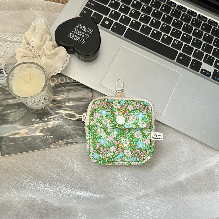 Mini Bluetooth Earphone Organizer Wallet with Floral Design