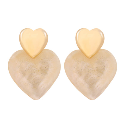 Trendy Heart-Shaped Earrings With Watercolor Design