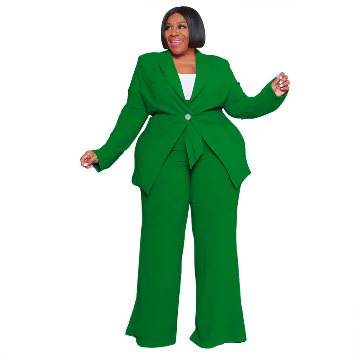 Plus Size Women'S Casual Long Sleeve Top And Pants Set