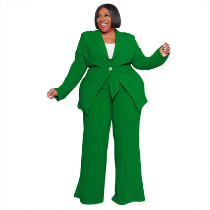 Plus Size Women'S Casual Long Sleeve Top And Pants Set