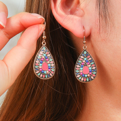 Bohemian Tassel Drop Earrings Colorful Ethnic Jewelry Set
