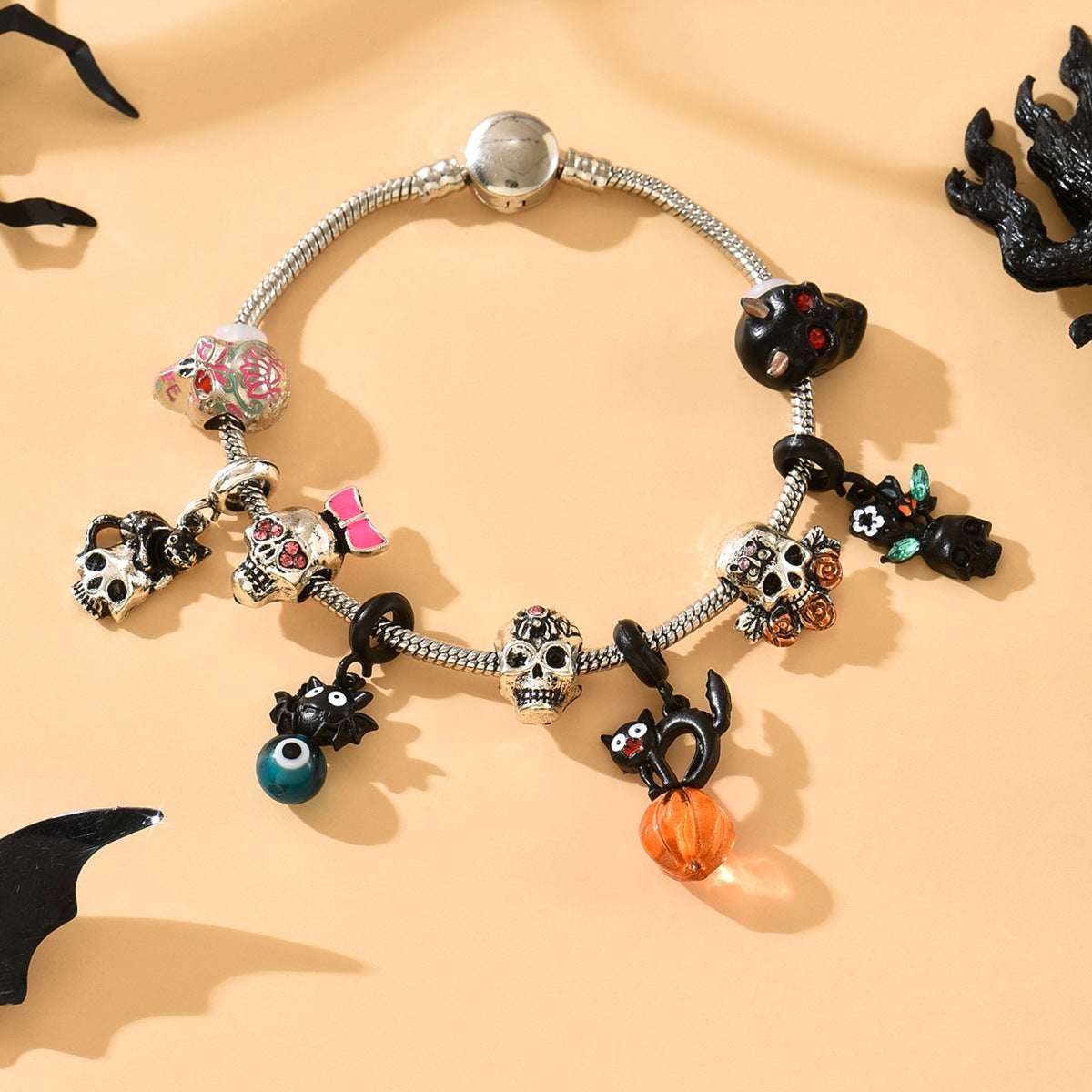 Punk Gothic Skeleton Metal Chain Halloween Bracelet