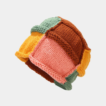 Winter Thermal Color Contrast Handmade Beanie Hat