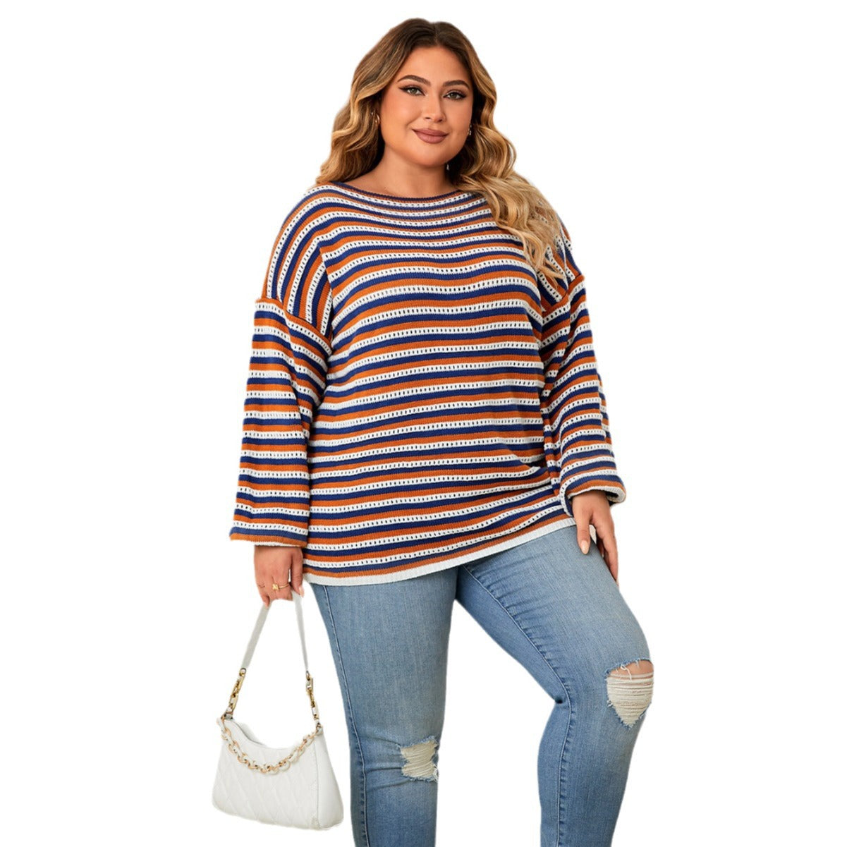Casual Striped Loose Pullover Top for Women
