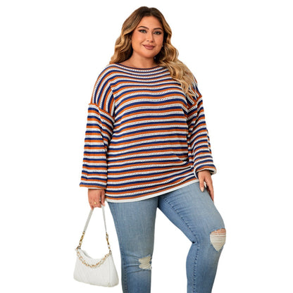 Casual Striped Loose Pullover Top for Women