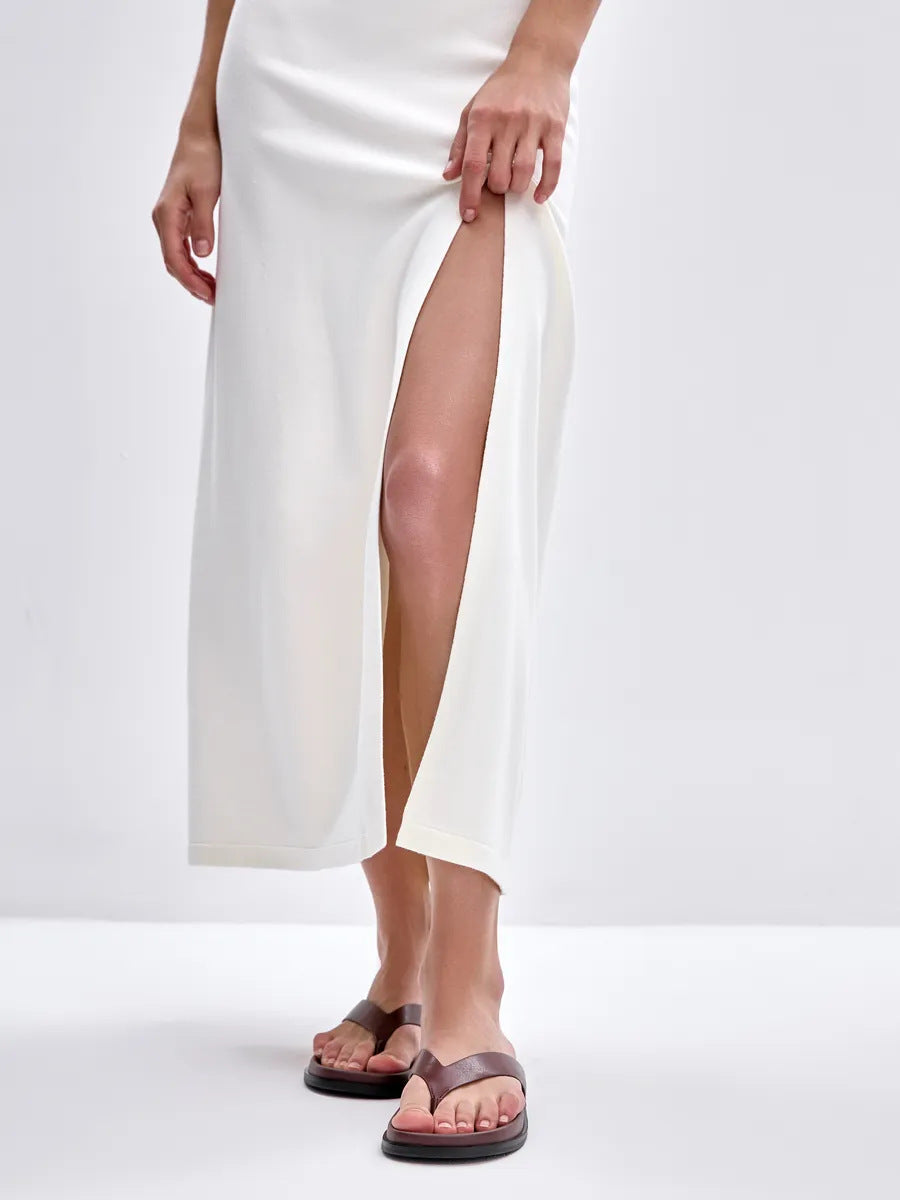 Sexy Solid Round Neck Sleeveless Maxi Dress