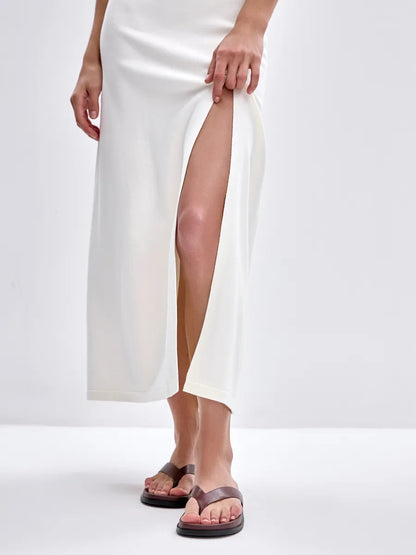 Sexy Solid Round Neck Sleeveless Maxi Dress