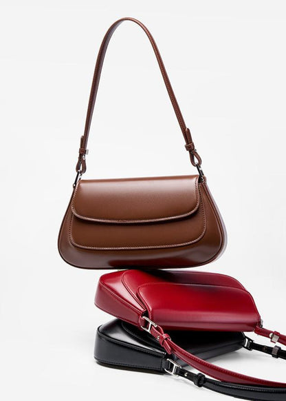 High Grade Leather Shoulder Bag With Dual Flap