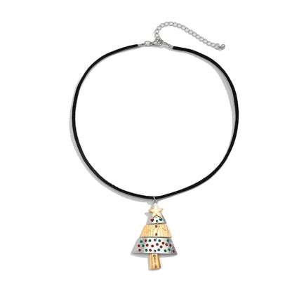 Christmas Tree Pendant Necklace Set 3D Geometric Design