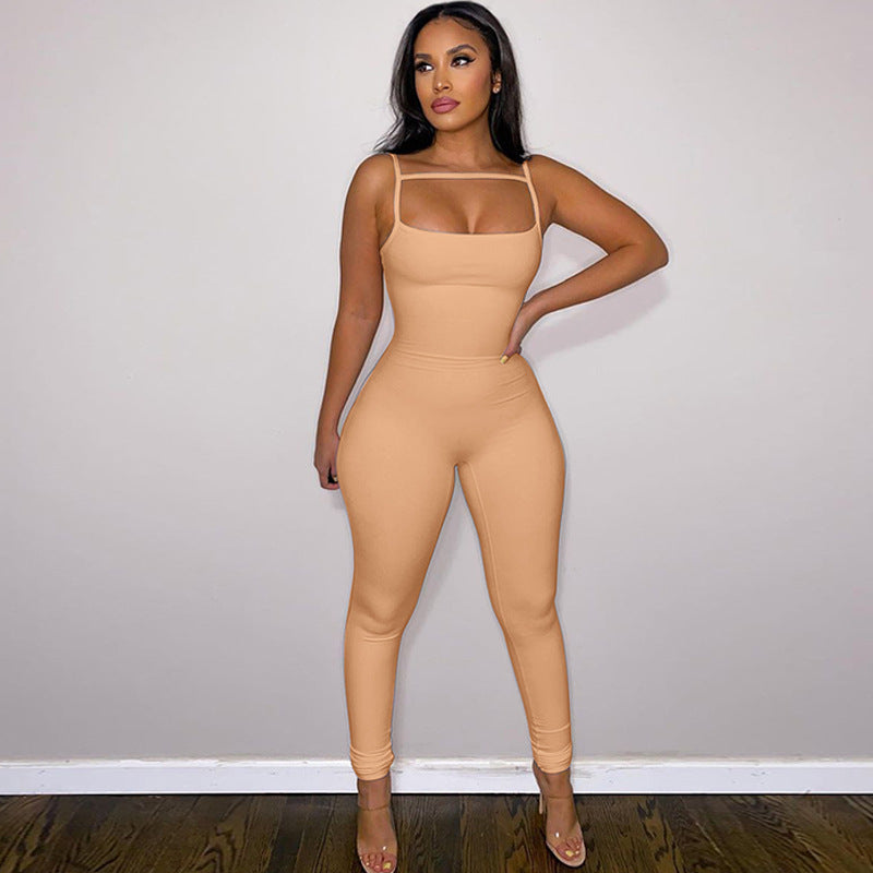 Trendy Solid Color Slim Fit Jumpsuit for Women