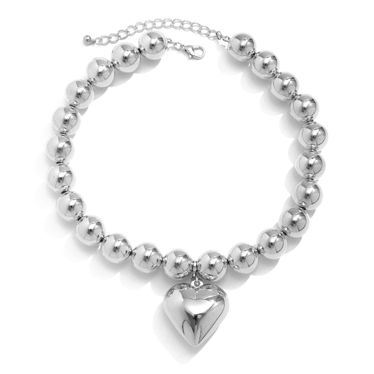 Multi-Layer Heart-Shaped Pearl Necklace Trendy Cyberpunk Style