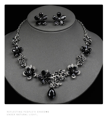 Floral Drop Necklace and Earring Set Vintage Jewelry
