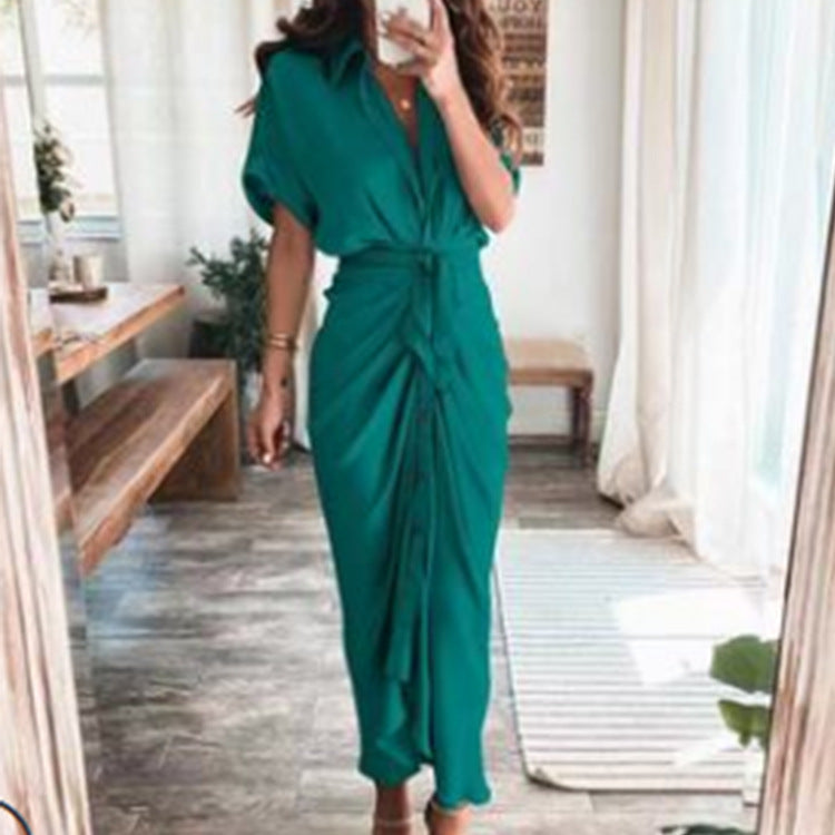 Elegant Floral V-Neck High-Waisted Dress for Women