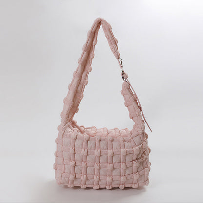 Checkered Cloud Puff Bag Trendy Nylon Shoulder Bag