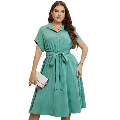 Summer Green Belted Waist Midi Dress