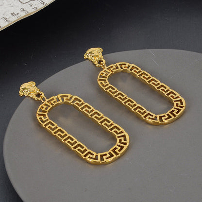 Geometric Gold Plated Earrings For Women Fashion Luxurious Style
