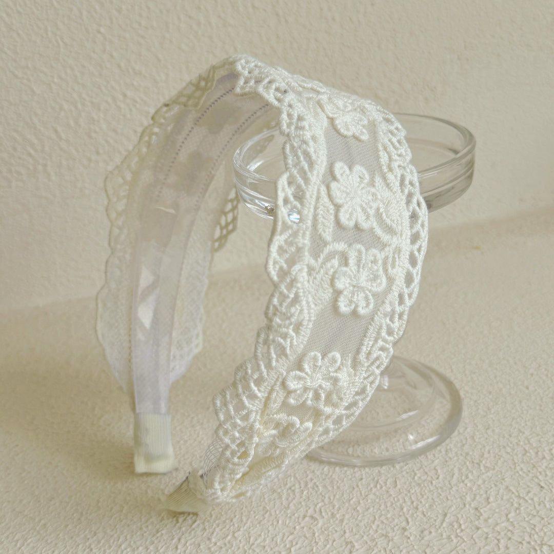 Embroidered Flowers Simple Wide Headbands