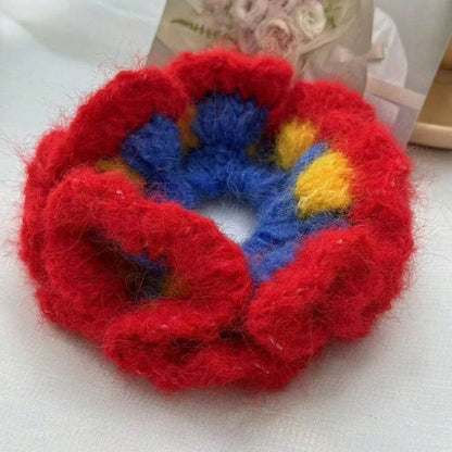 Color Contrast Handmade Knit Scrunchies
