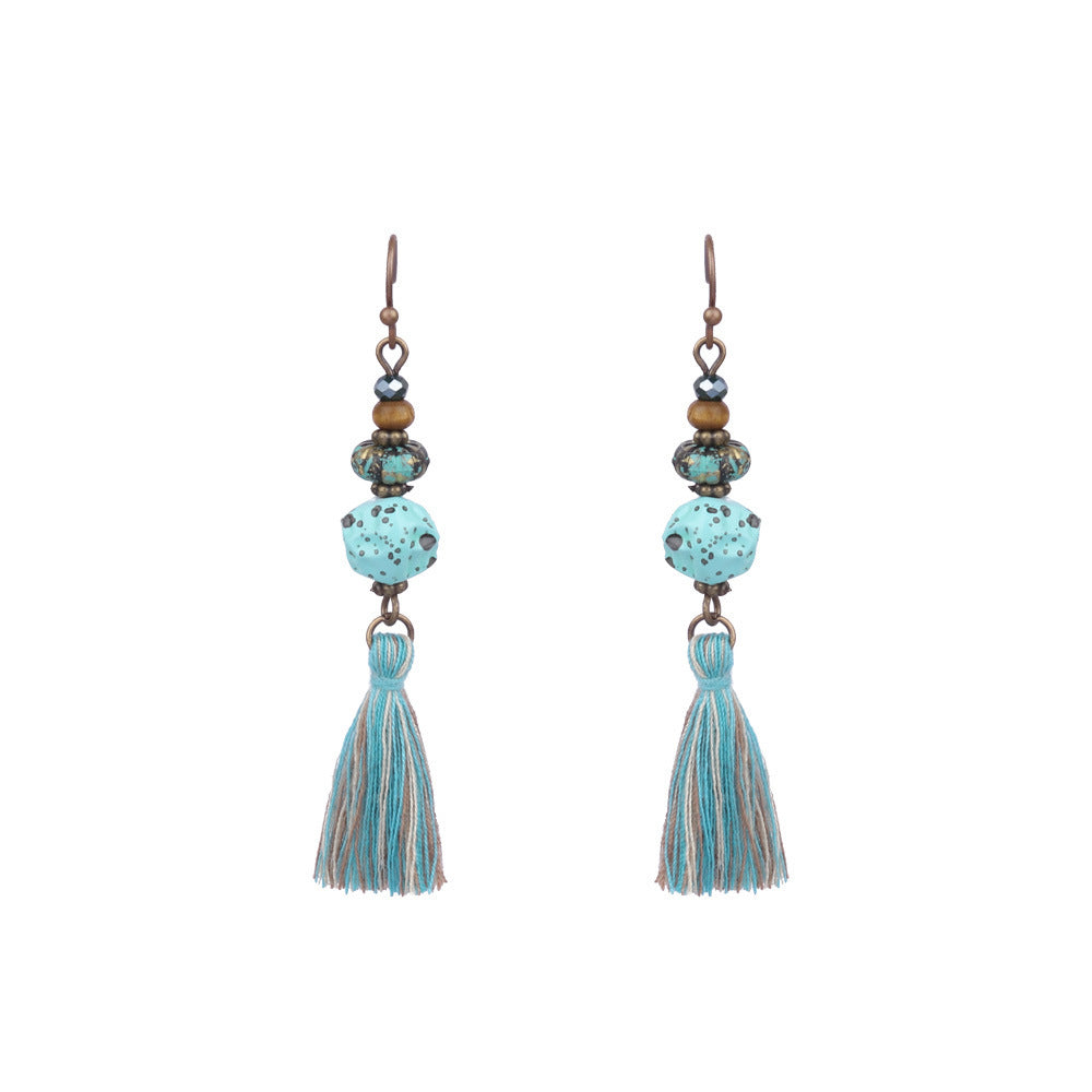 Geometric Handmade Tassel Earrings Retro Bohemian Accessories