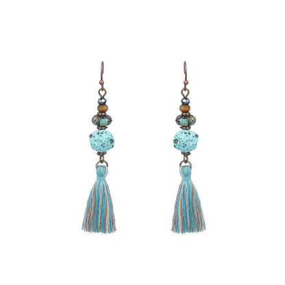 Geometric Handmade Tassel Earrings Retro Bohemian Accessories