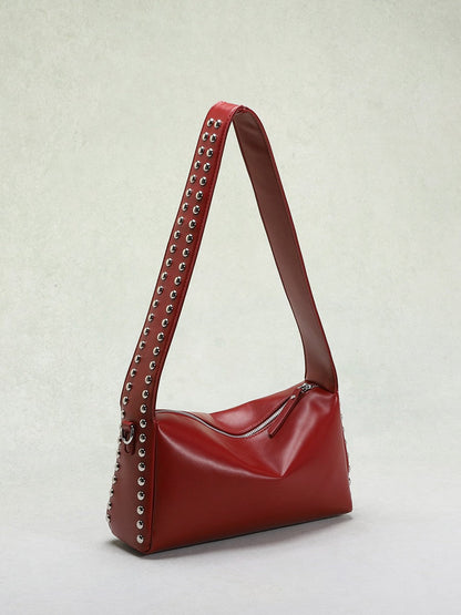 Punk-Inspired Two-Sided Studded PU Shoulder Bag