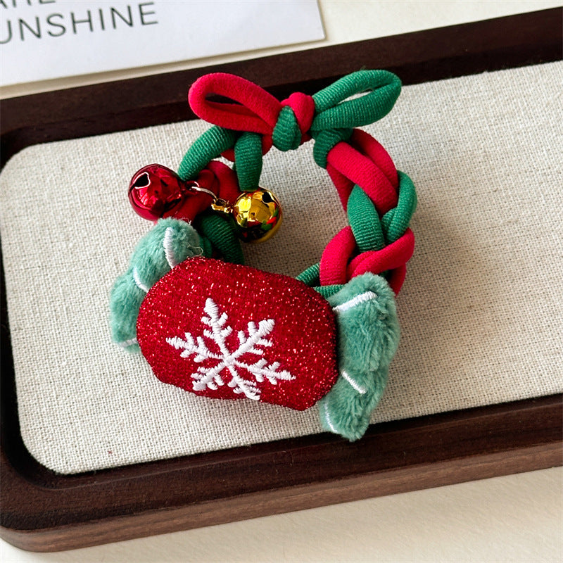 Cute Christmas Tree Braided Velvet Hair Tie