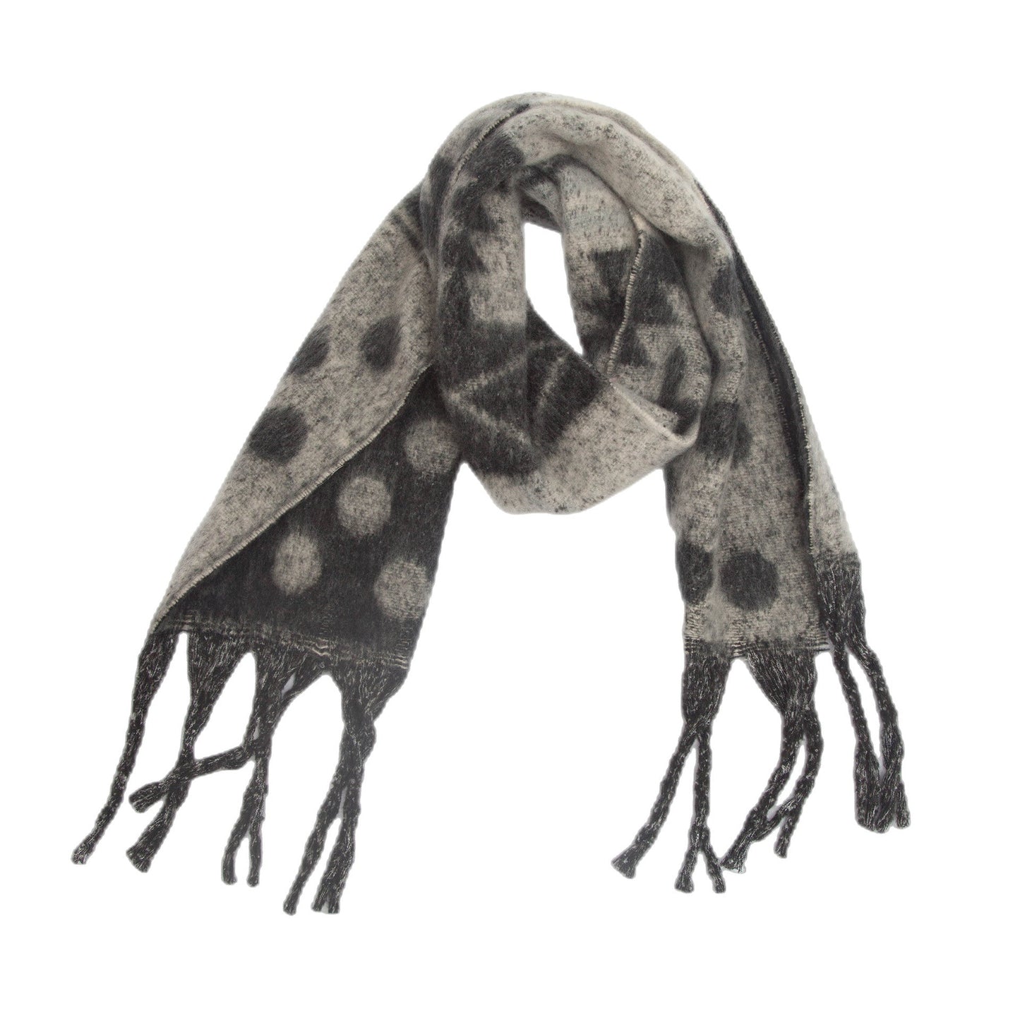 Contrast Color Print Tassel Scarves