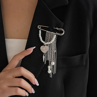 Trendy Irregular Beaded Tassel Brooch Jewelry For Women