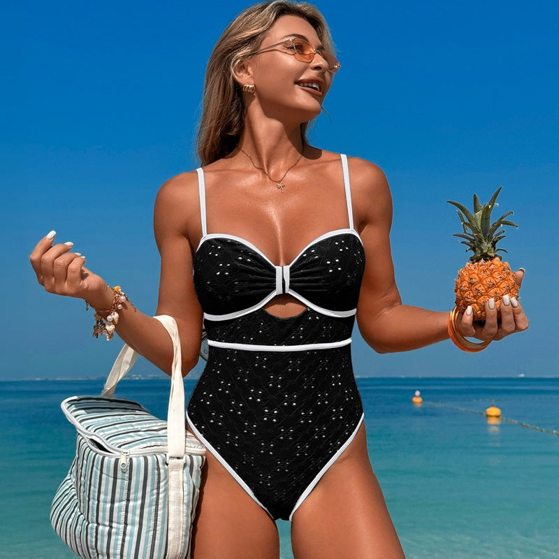 New Women'S One-Piece Swimsuit - Solid Color, Quick-Dry, High Elasticity