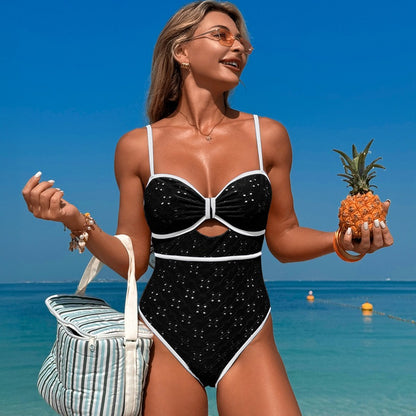 New Women'S One-Piece Swimsuit - Solid Color, Quick-Dry, High Elasticity