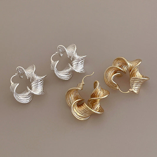 Vintage Simple Waved Twisted Hoop Earrings