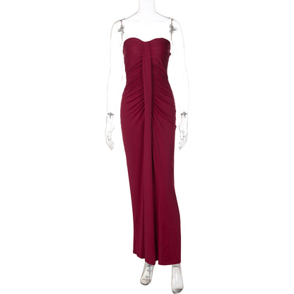 Elegant French-style Bodycon Dress with Ruffled Details