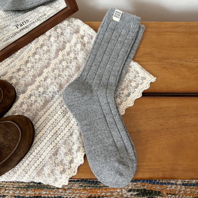 Trendy Wool Vertical Striped Warm Crew Socks