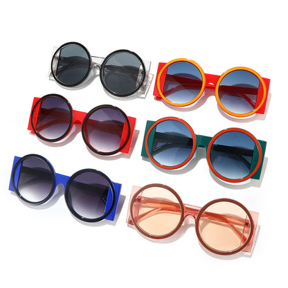 Round Frame Colorful Sunglasses Trendy Fashion Glasses