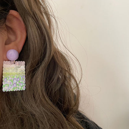 Sweet Oil Painting Floral Earrings