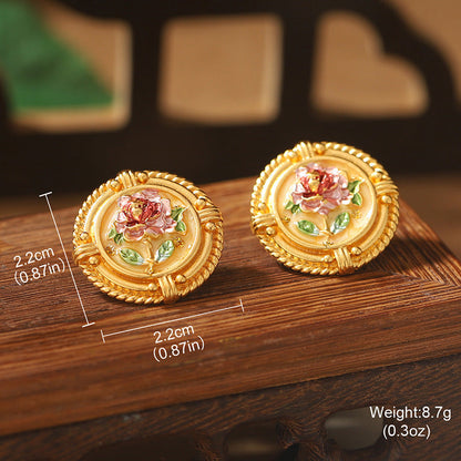 Vintage Floral Pearl Stud Earrings