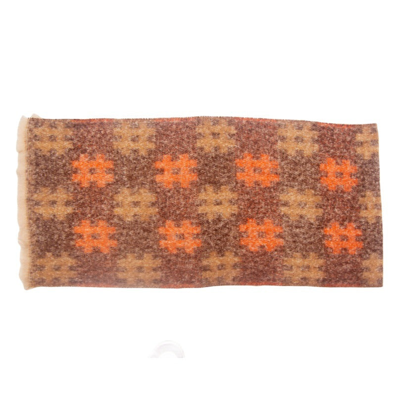 Plaid Print Contrast Color Scarves