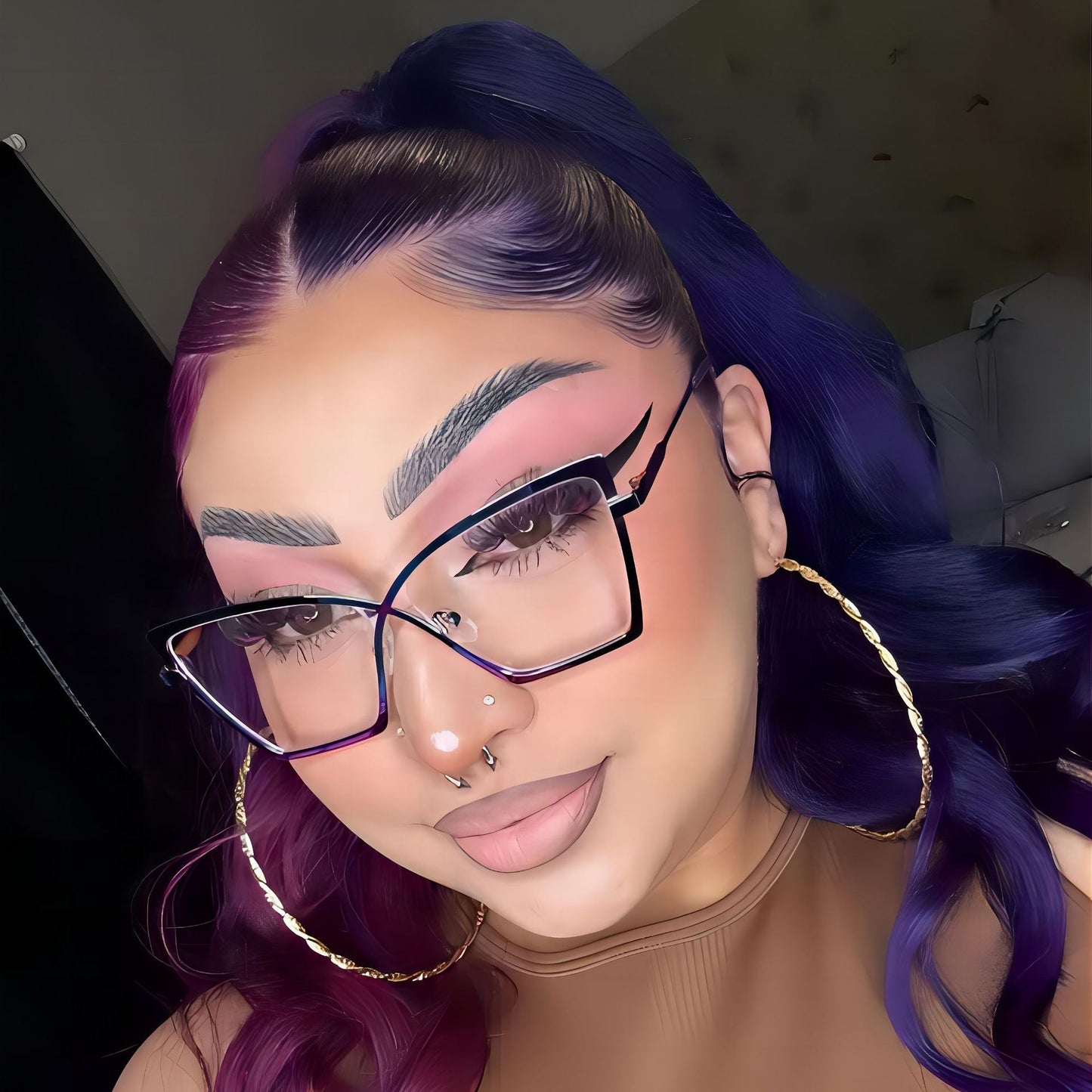 Trendy Large Frame Metal Blue Light Blocking Glasses